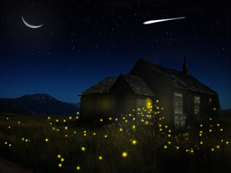 matte painting night scene of house matte painting night scene of house