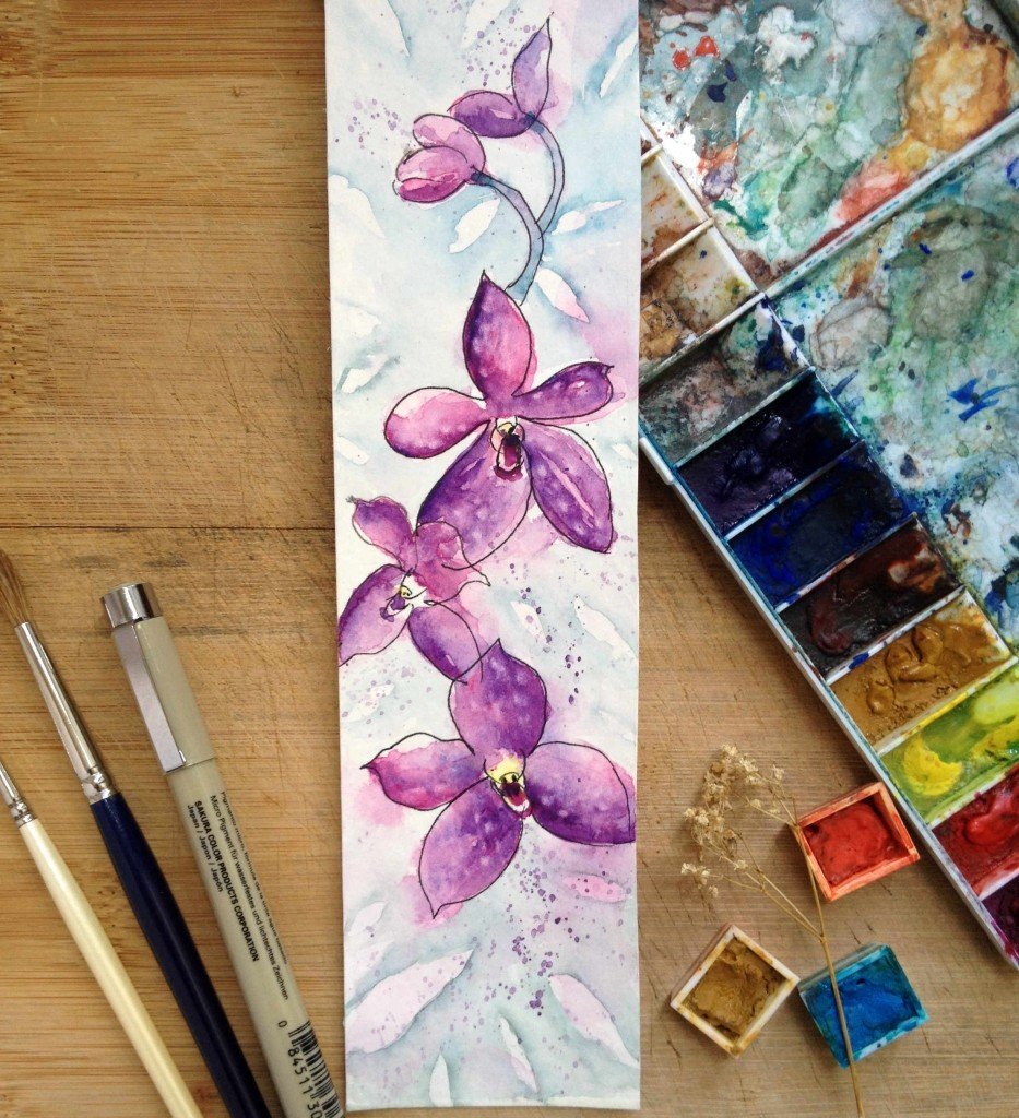 orchid watercolor pen_abunstale