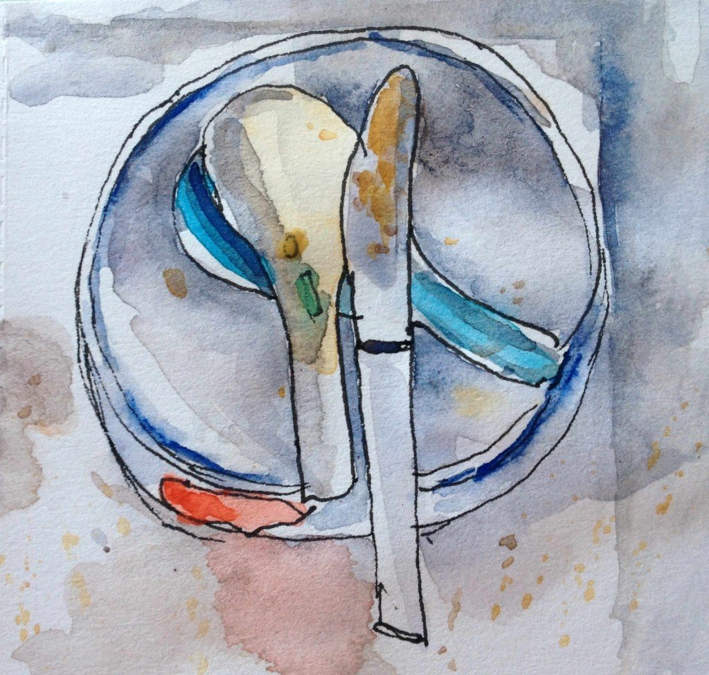unwashed dishes watercolor